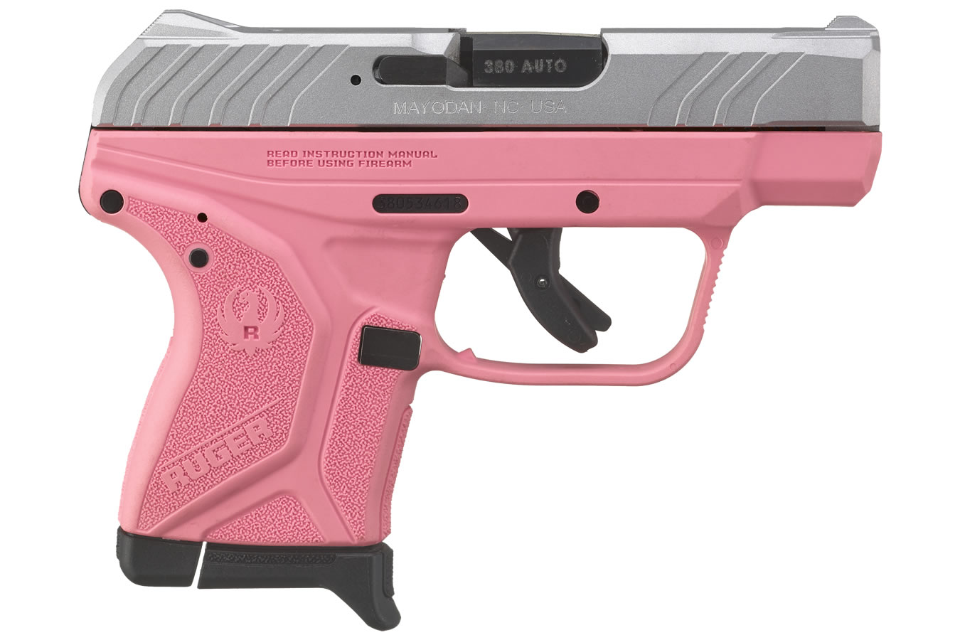 Ruger LCP II 380 Auto Carry Conceal Pistol with Pink Frame and Satin Aluminum Cerakote Slide