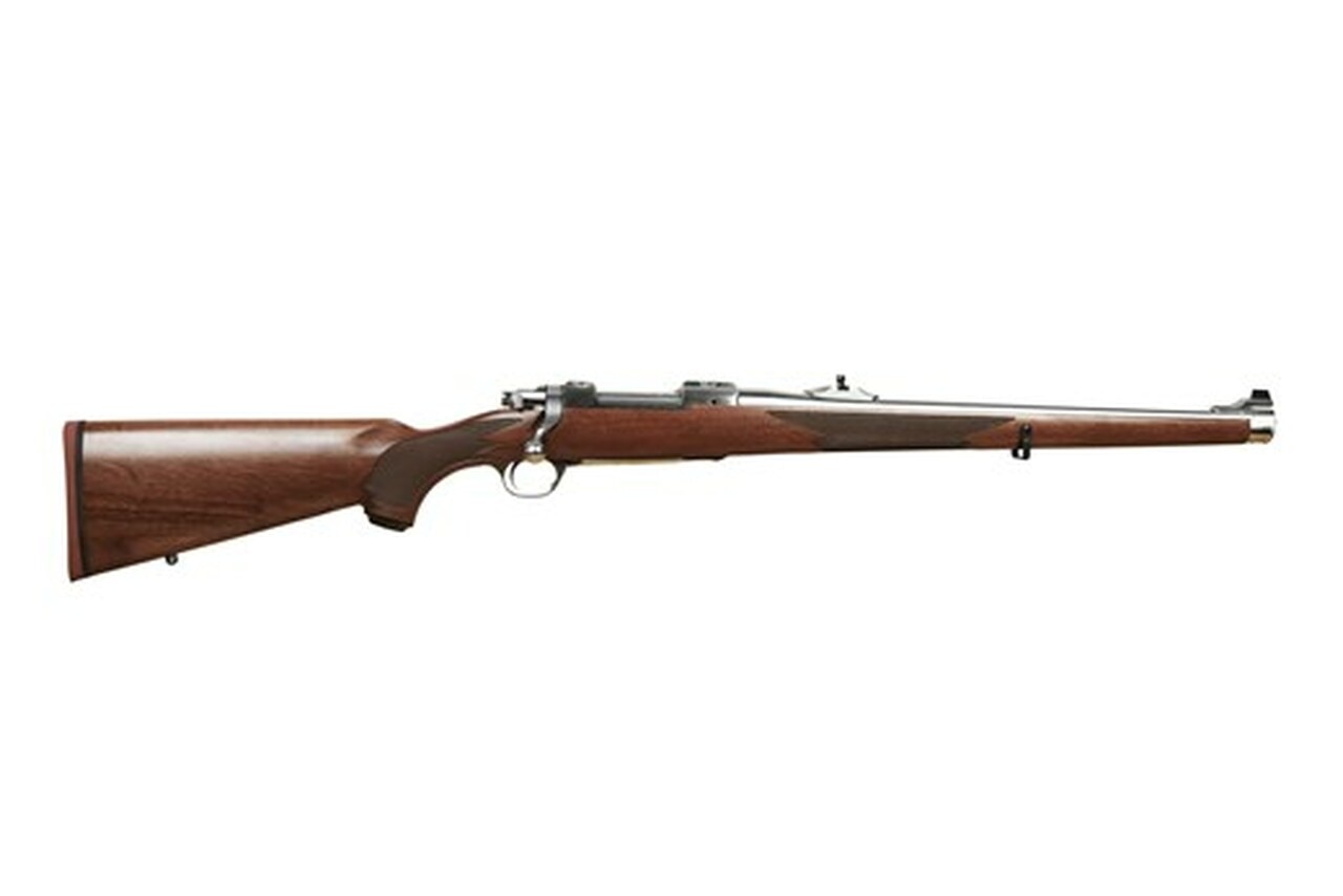 Ruger M77 MkII International 243 Win 18.5" Barrel Full Walnut Stock, Brushed SS Finish