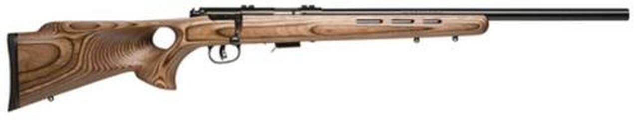Savage 93R17 BTV, 17HMR, 21" Heavy Barrel, Blued, Brown Laminated Thumbhole Stock, 5Rd, Detachable Box Magazine Savage Arms