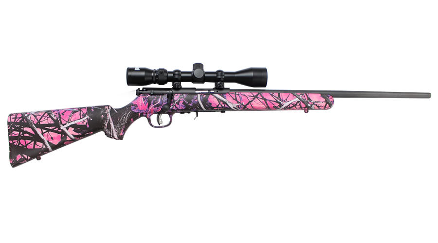Savage 93R17 FXP 17 HMR Rifle with Muddy Girl Camo Stock