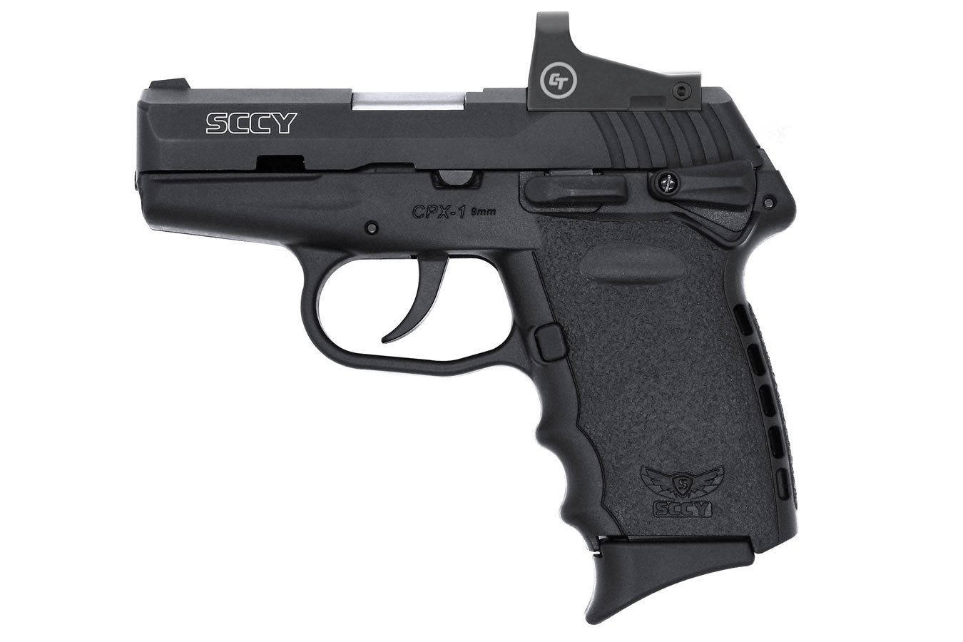 SCCY CPX-1 9mm Pistol with Black Frame and Crimson Trace Red Dot