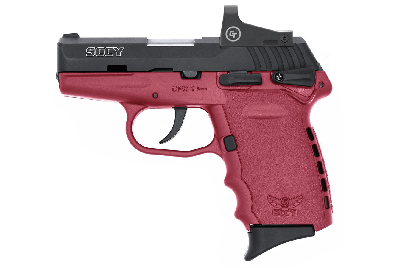 SCCY CPX-1 9mm Pistol with Crimson Frame and Crimson Trace Red Dot
