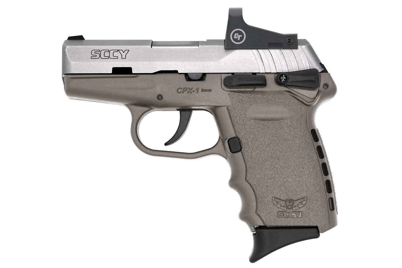 SCCY CPX-1 9mm Pistol with Gray Frame/Stainless Slide and Crimson Trace Red Dot
