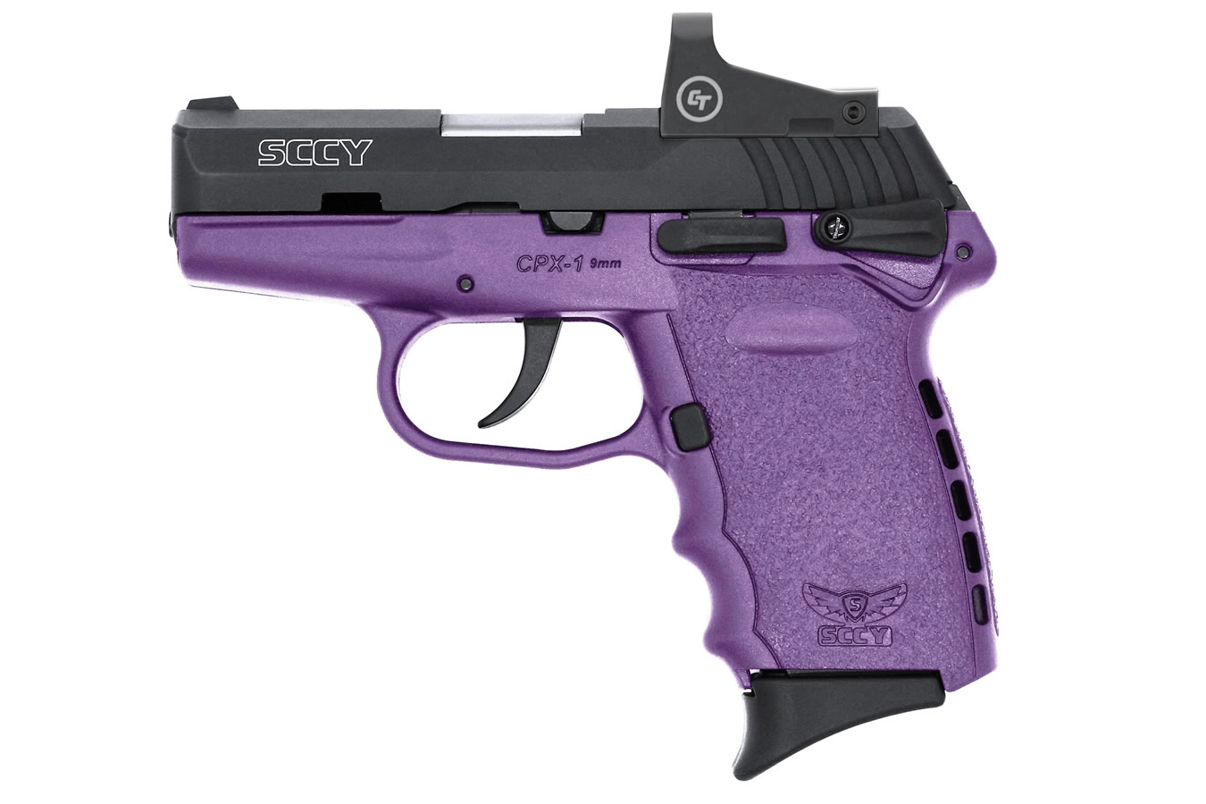 SCCY CPX-1 9mm Pistol with Purple Frame and Crimson Trace Red Dot