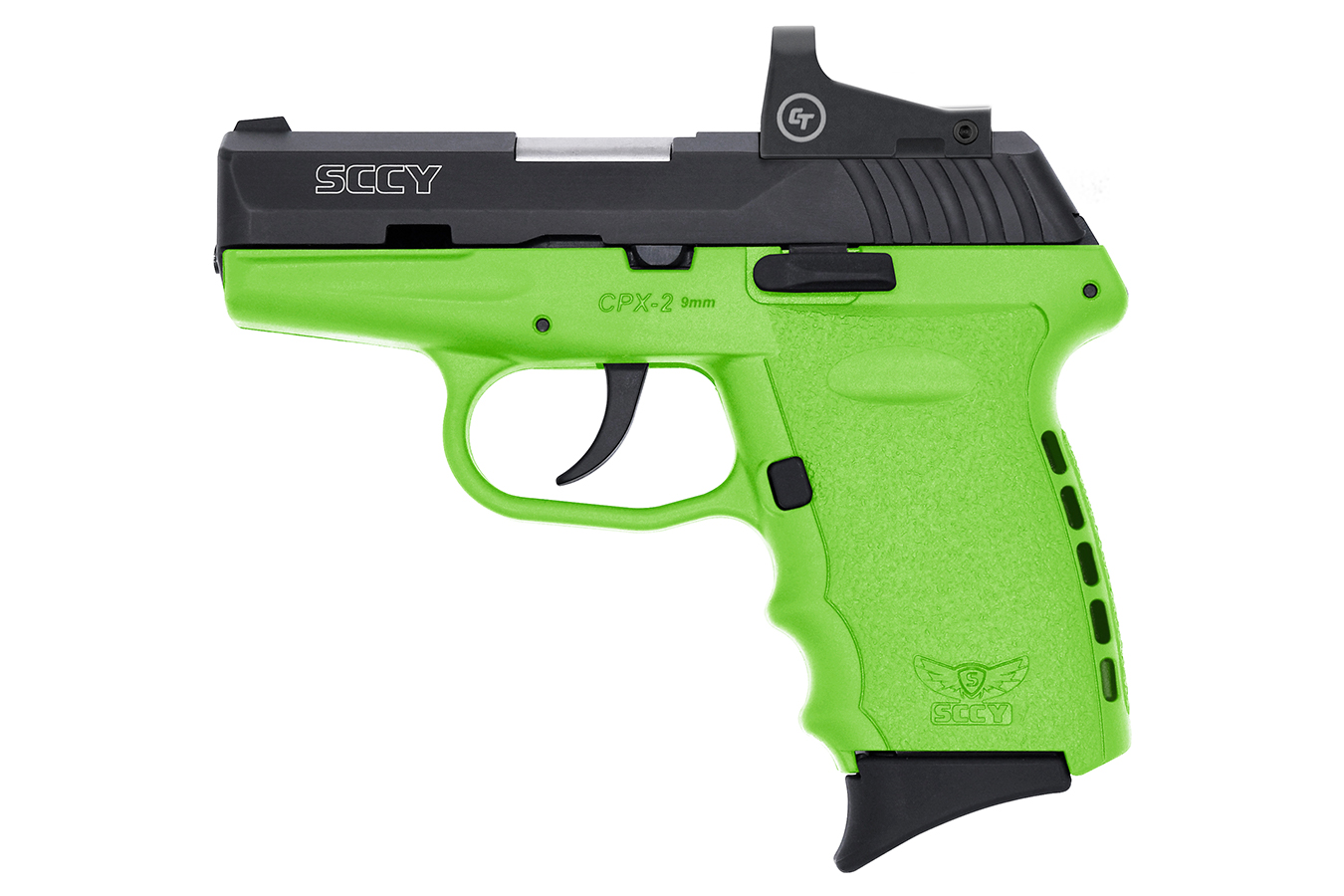 SCCY CPX-2 9mm Lime Green Pistol with Crimson Trace Red Dot