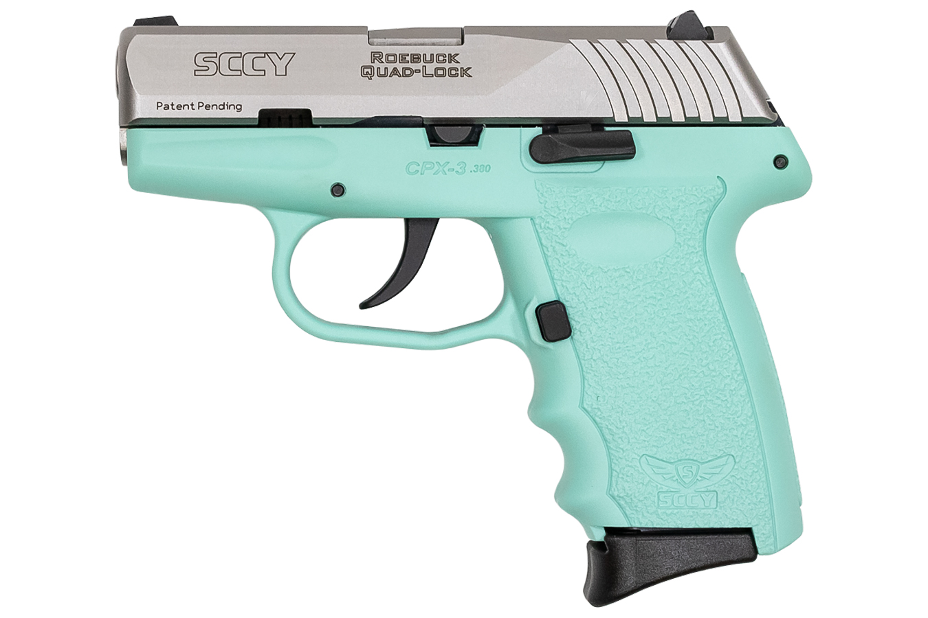 SCCY CPX-3 380 ACP Pistol with Aqua Frame and Satin Stainless Slide