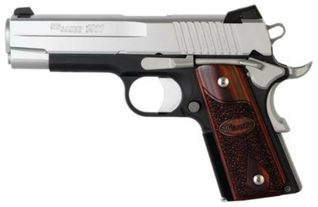 Sig 1911 45 ACP 4.2In C3 2-Tone SAO Contrast Sights Rosewood Grip (2) 7RD Steel MAG