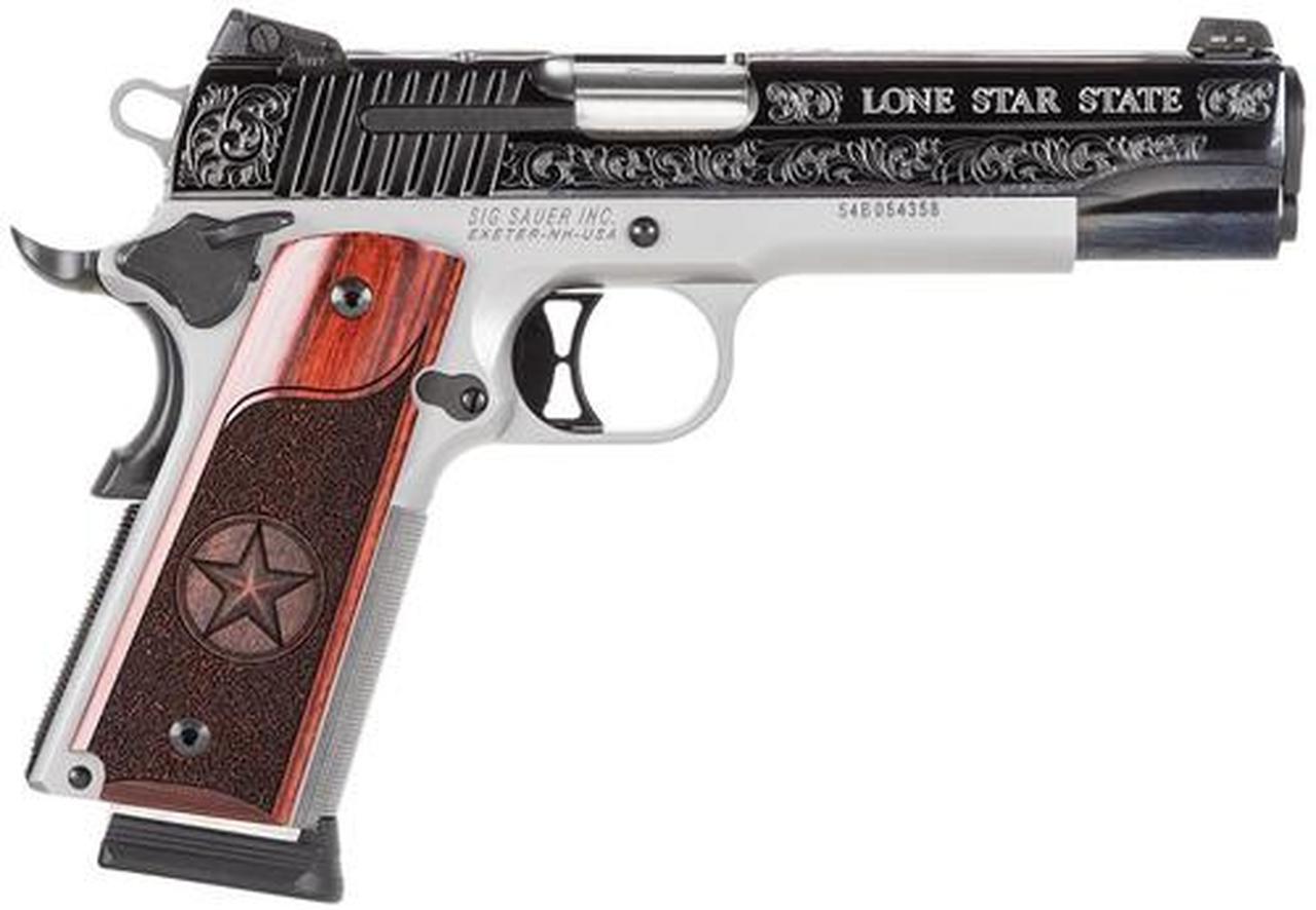SiG 1911, 45 ACP, 5" Barrel, 8rd, Texas Silver Engraved