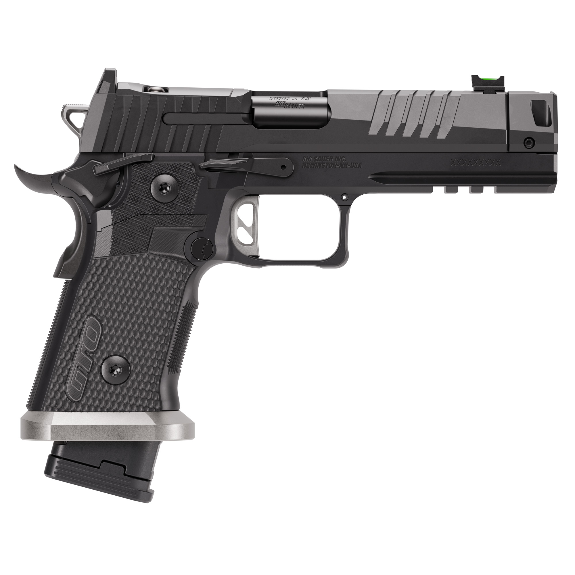 Sig P211 GTO 9mm, 4.4" Barrel, MACH3D Compensator, Optics Ready, Fiber Optic Sights, Flared Magwell, 10rd