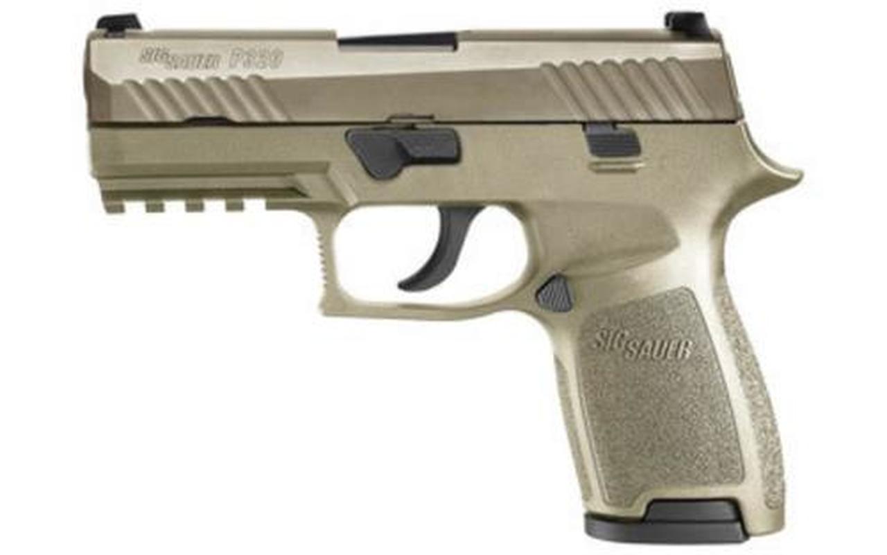 Sig P320 *D* 9mm 3.9In Flat Dark Earth Striker Siglite Modular Polymer Grip (2) 15Rd Steel MAG Rail