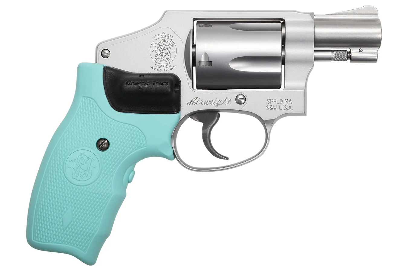 Smith & Wesson Model 642 38 Special Revolver with Robins Egg Blue CT Crimson Trace Laser Grips