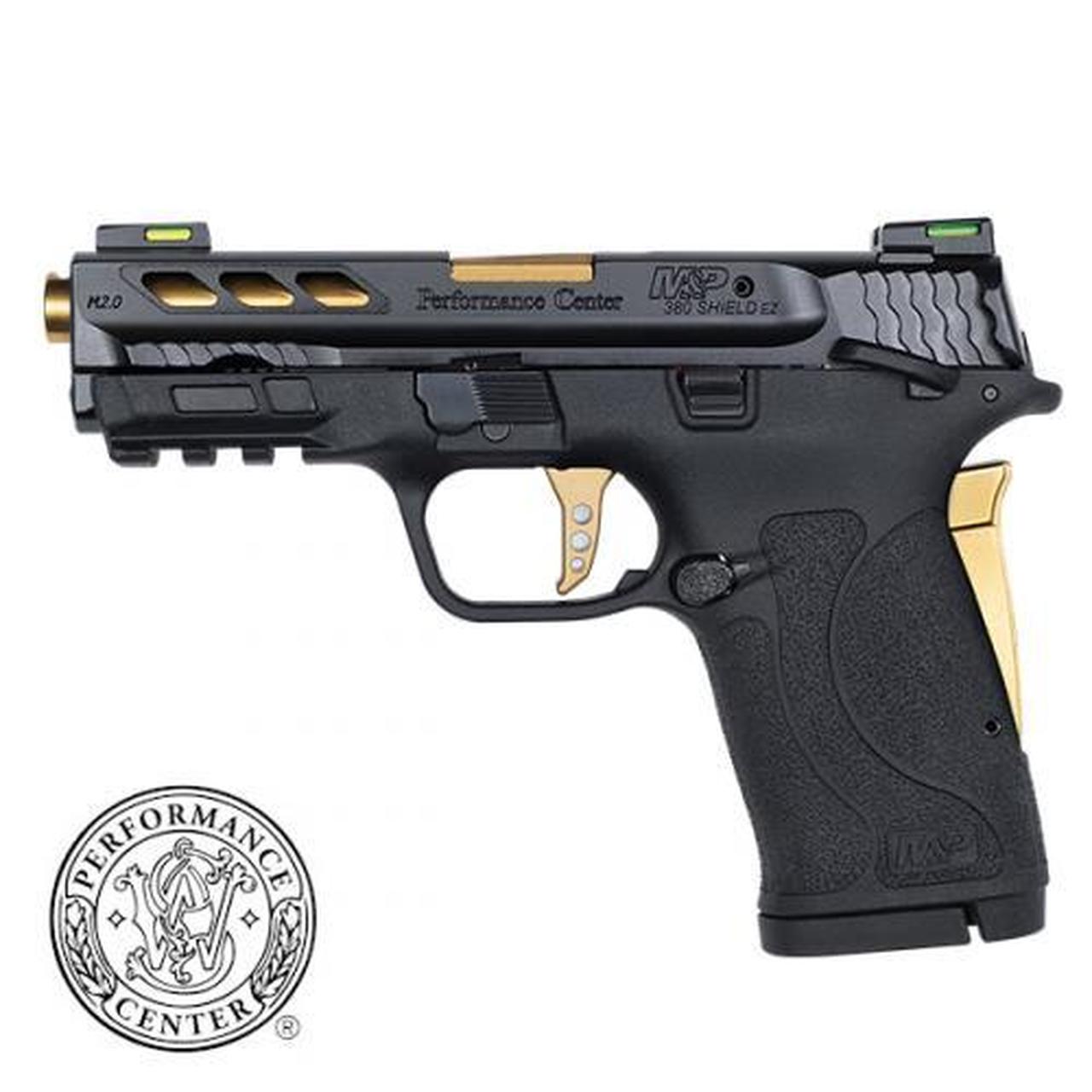 Smith & Wesson M&P Shield EZ M2.0 Performance Center 380 ACP, 3.8" Gold Barrel, Black, MA Compliant, 8rd Smith & Wesson