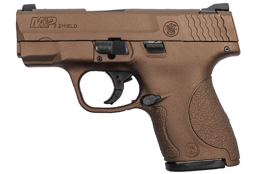 Smith & Wesson M&P9 Shield 9mm Carry Conceal Pistol with Burnt Bronze Cerakote Finish (No Thumb