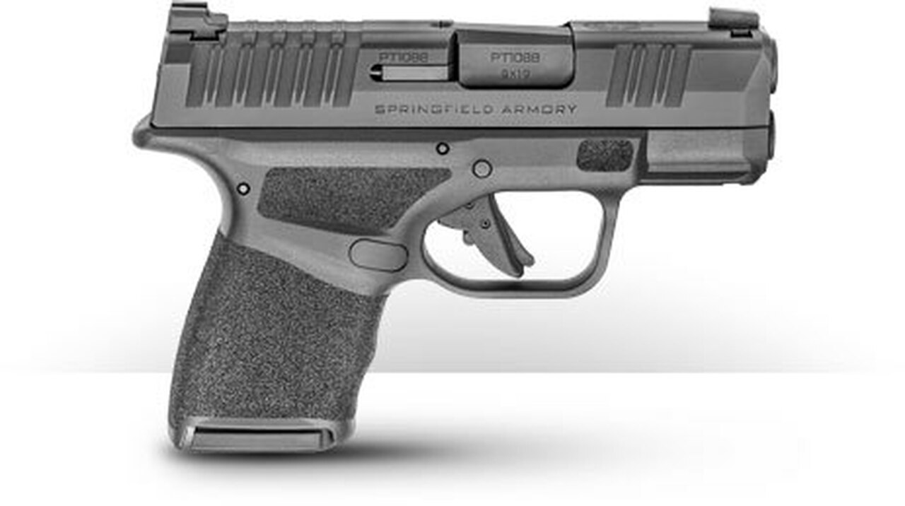 Springfield Hellcat 9mm, 3" Barrel, Fiber Optic Sight, Tactiical Rear Sight, Black, 11rd/13rd Mag Springfield Armory