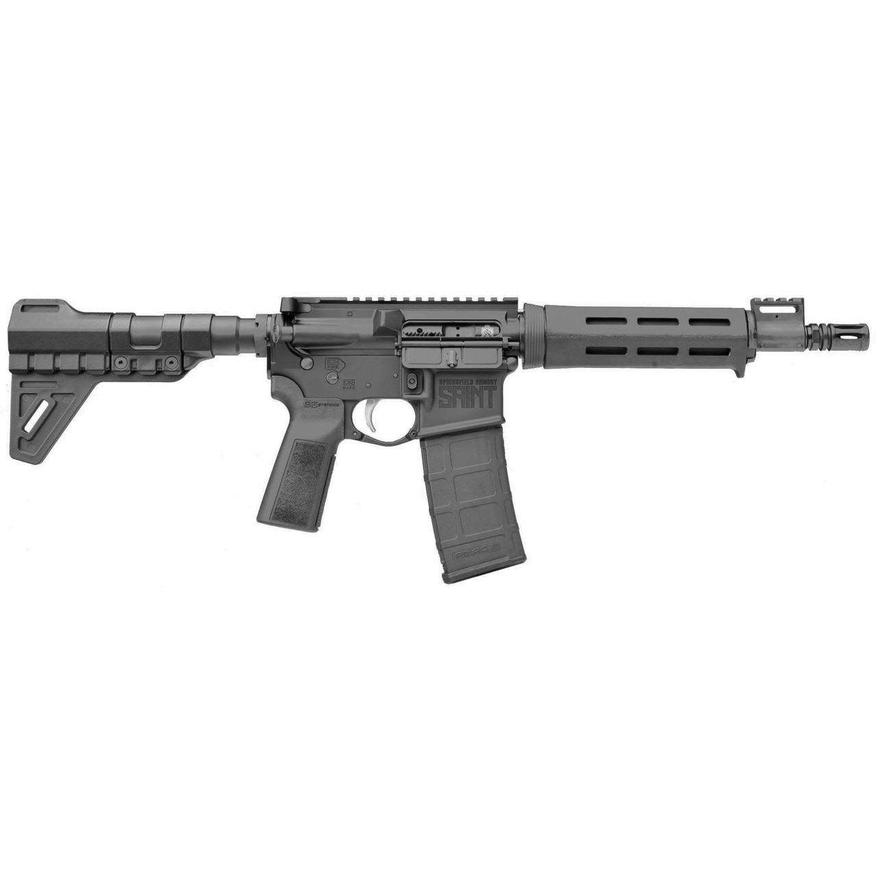 Springfield SAINT AR-15 Pistol, 223REM/556NATO, 9.6" Barrel, 1:8 Twist, A2 Flash Hider, M-LOK Pistol Grip, Trinity Force Breach Blade, 30Rd, Mag