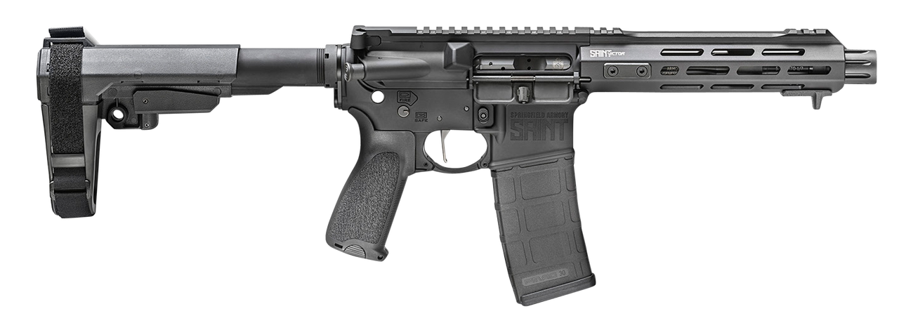 Springfield Saint Victor AR-15 Pistol 5.56/223 7.5" Barrel Black Hard Coat Anodized, Black Bravo Mod3 5 Position SBA3 Brace, 30 rd