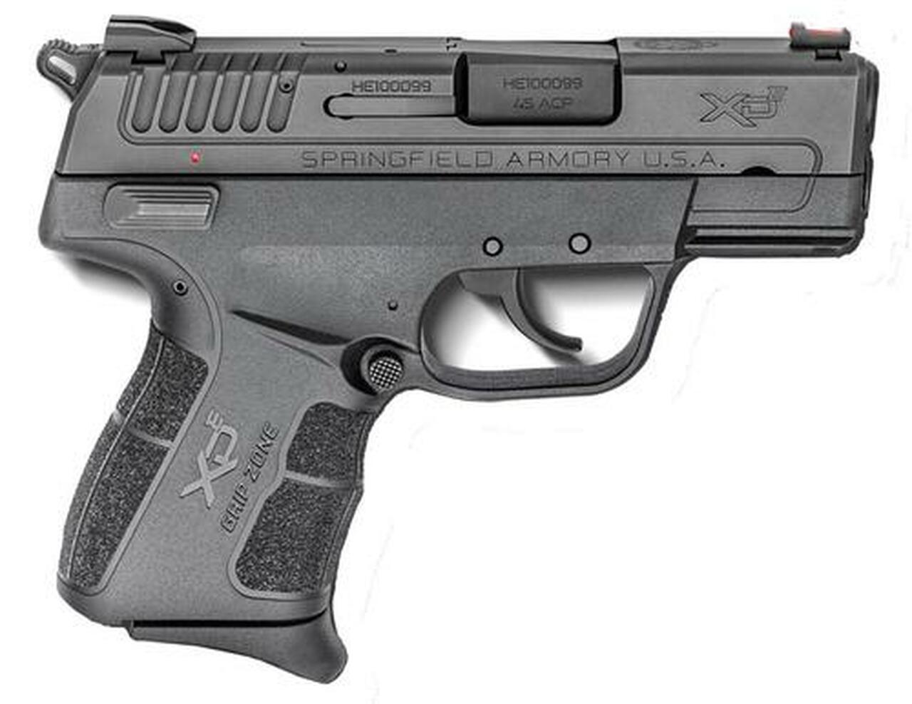Springfield, XDE Compact, 45 ACP, 3.3" Barrel Ambi Safety, Fiber Optic Front Sight Combat Rear Sight, 1-6Rd & 1-7Rd Mag