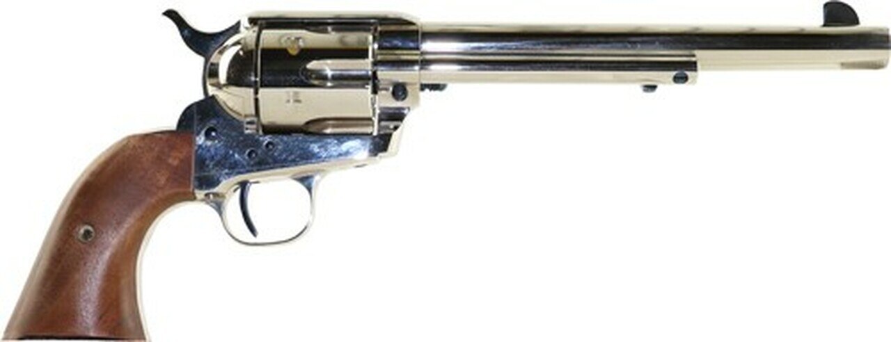 Standard Mfg Single Action Revolver 45 Colt 7.5" Barrel, Nickel Plated, Walnut 1 Pc Grip