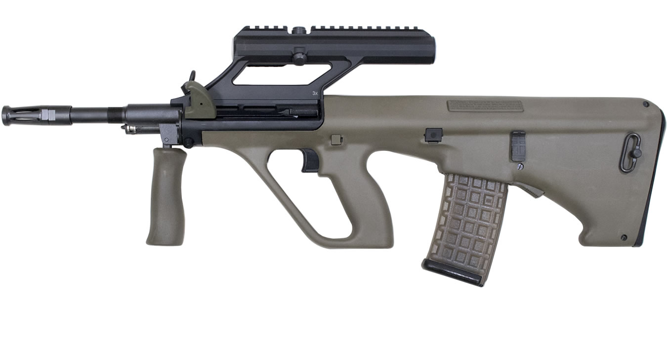Steyr Aug A3 M1 5.56mm Bullpup Rifle with 3x Optic and Green Stock