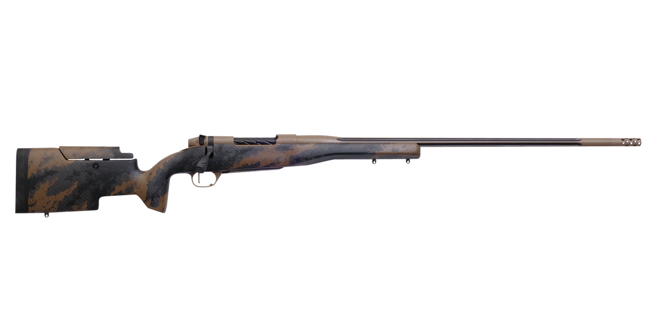 Weatherby Mark V Accumark LTD 257 Weatherby Mag 3+1 28" Black Gray and Brown Accents Fixed Monte Carlo Stock Burnt Bronze Cerakote Right Hand