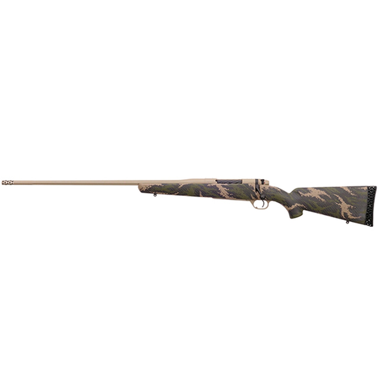 Weatherby Mark V Back Country 257 Weatherby Mag, 26" Barrel, Carbon Fiber Green Tan Sponge Patterns, McMillan Tan Cerakote, Left Hand, 3rd