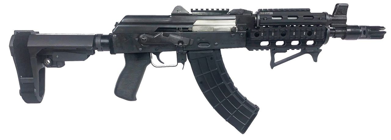 Zastava ZPAP92 AK-47 Pistol 7.62 x 39 10" Barrel W/Night Brake, Top Rail, SBA3 Brace, 30rd Mag