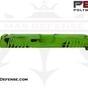 Polymer80 slide, Glock 19 slide, 9mm stripped slide, Cerakote zombie green, P80 PF940C, custom Glock build, battleworn finish, firearm upgrade